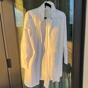 Express Button-Up Portofino Shirt Dress, White